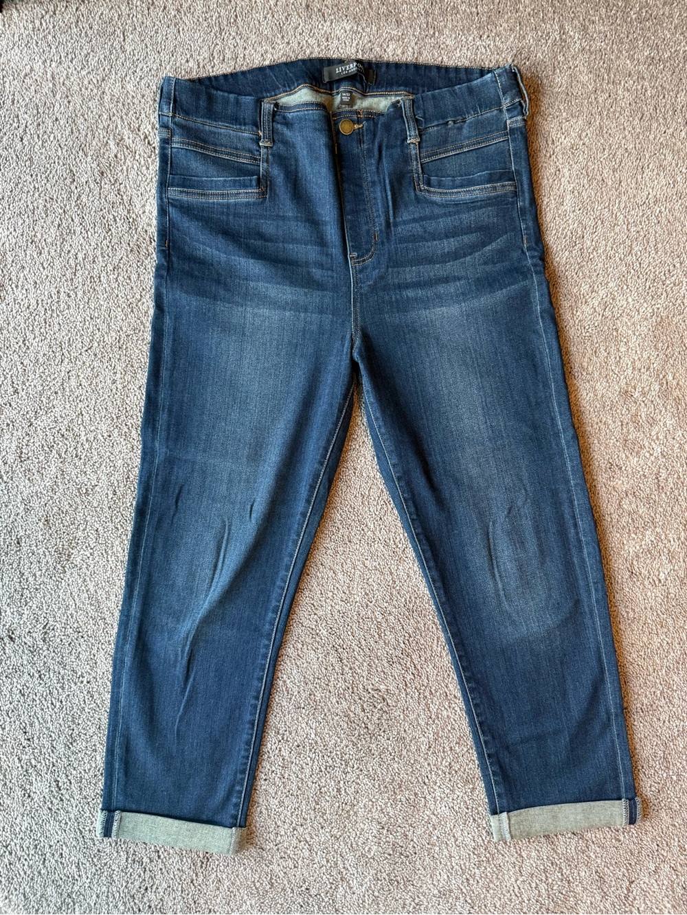 Liverpool Blue Fold-Cuff Stretch Jeans